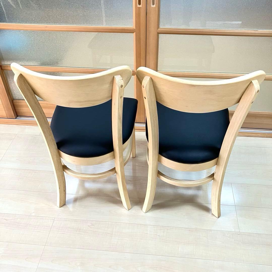 【美品】木製ダイニングチェア 2脚 ナチュラル シンプル