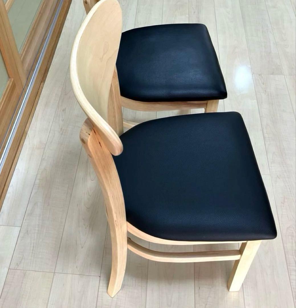【美品】木製ダイニングチェア 2脚 ナチュラル シンプル