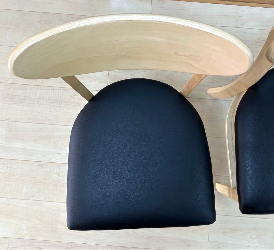 【美品】木製ダイニングチェア 2脚 ナチュラル シンプル