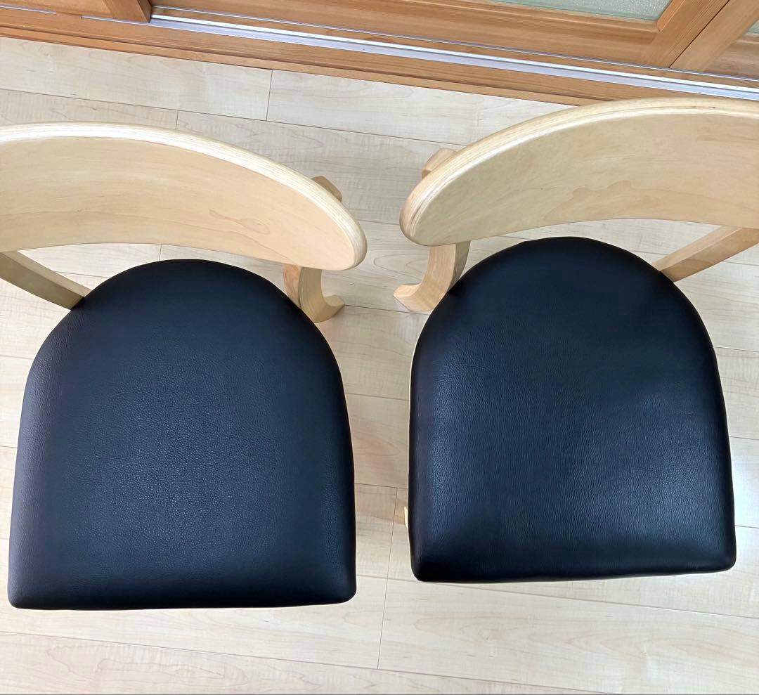 【美品】木製ダイニングチェア 2脚 ナチュラル シンプル