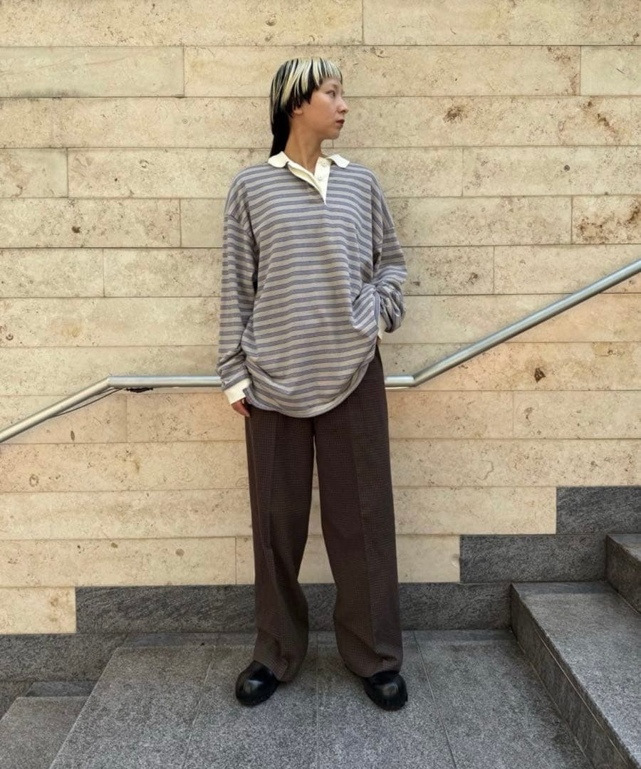 25AW 最新6 ROKU コットン ボーダー ラガー トップス シャツ ポロ