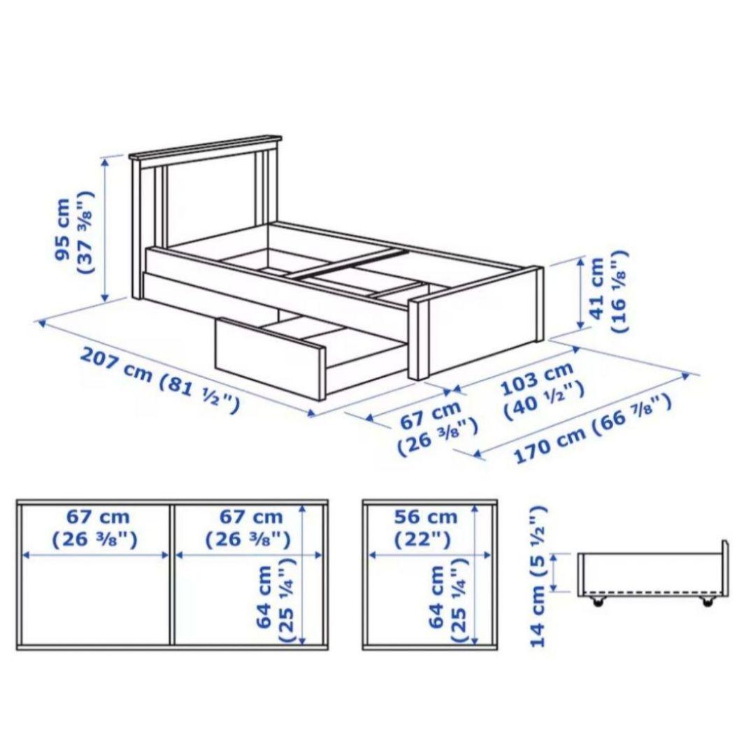 ⭐ IKEA シングルベッドフレーム マットレス付き 収納ボックス2個付き 美品