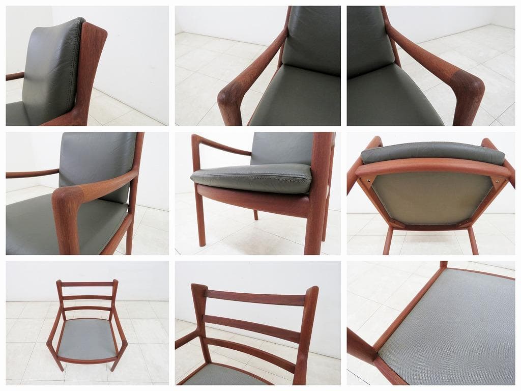 hj様 日田工芸 ヴィンテージ チーク無垢材×本革 アームチェア ダイニング ②