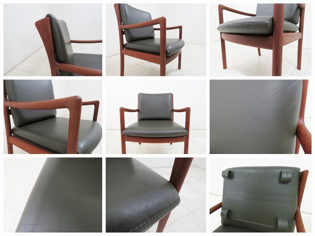 hj様 日田工芸 ヴィンテージ チーク無垢材×本革 アームチェア ダイニング ②