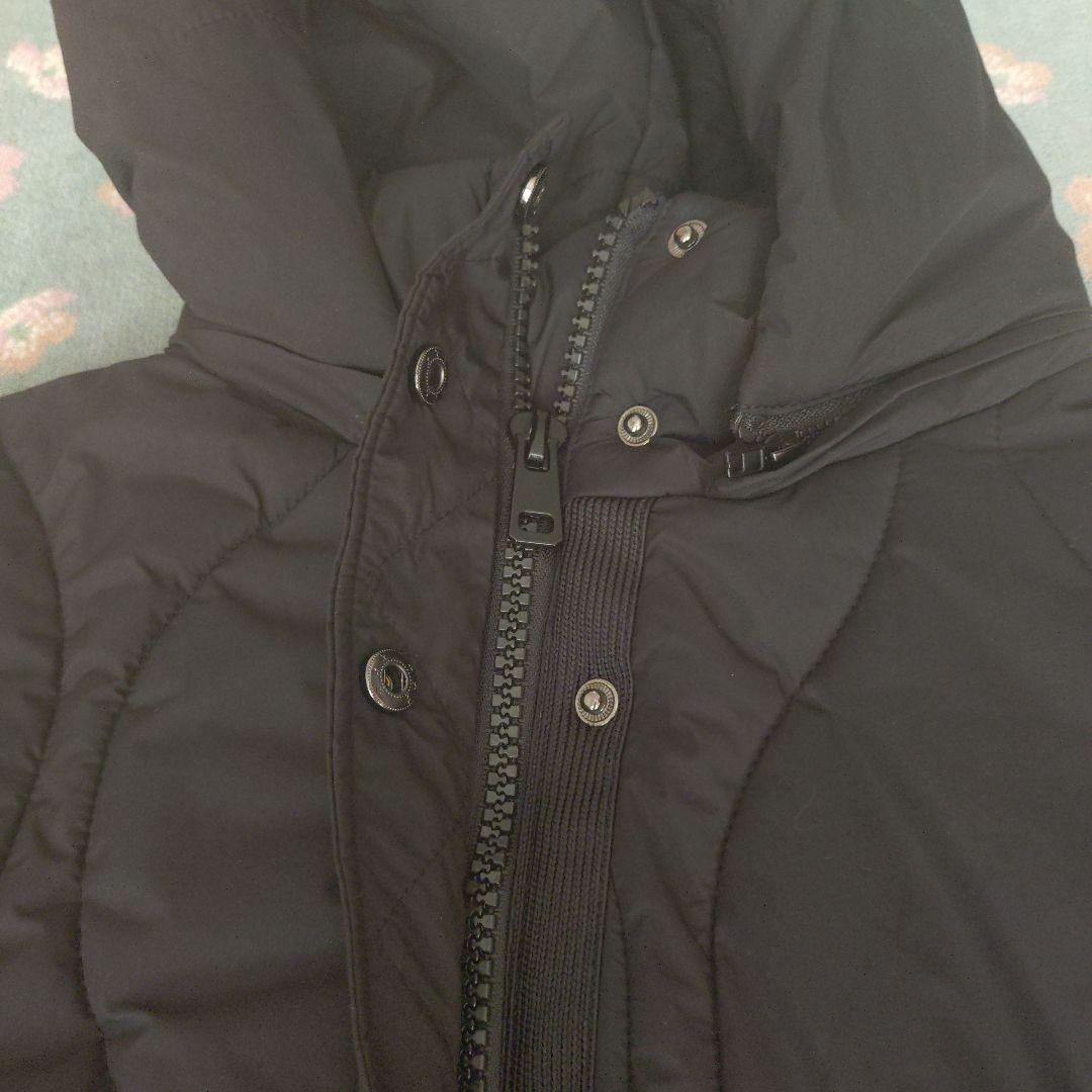 ZARA フード付きブラックキルティングダウンベスト