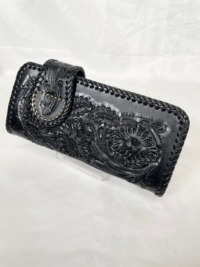 TSTSTS 財布 レザー カービング 黒 ライダース バイカーズ