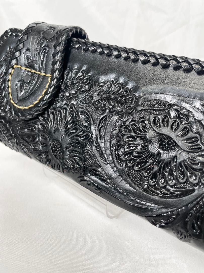 TSTSTS 財布 レザー カービング 黒 ライダース バイカーズ