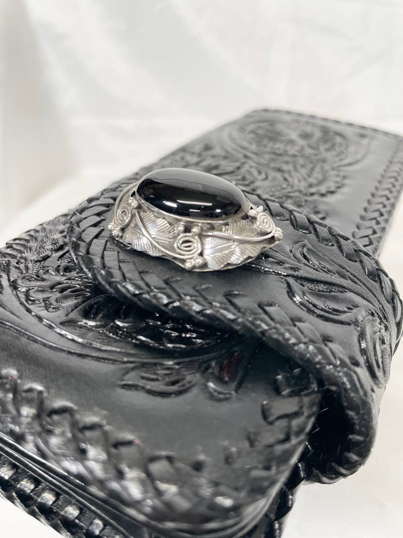 TSTSTS 財布 レザー カービング 黒 ライダース バイカーズ