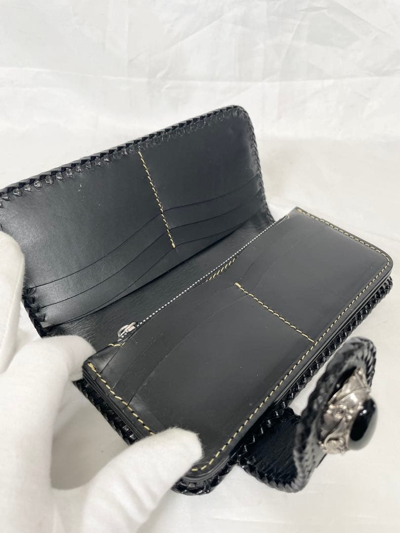 TSTSTS 財布 レザー カービング 黒 ライダース バイカーズ