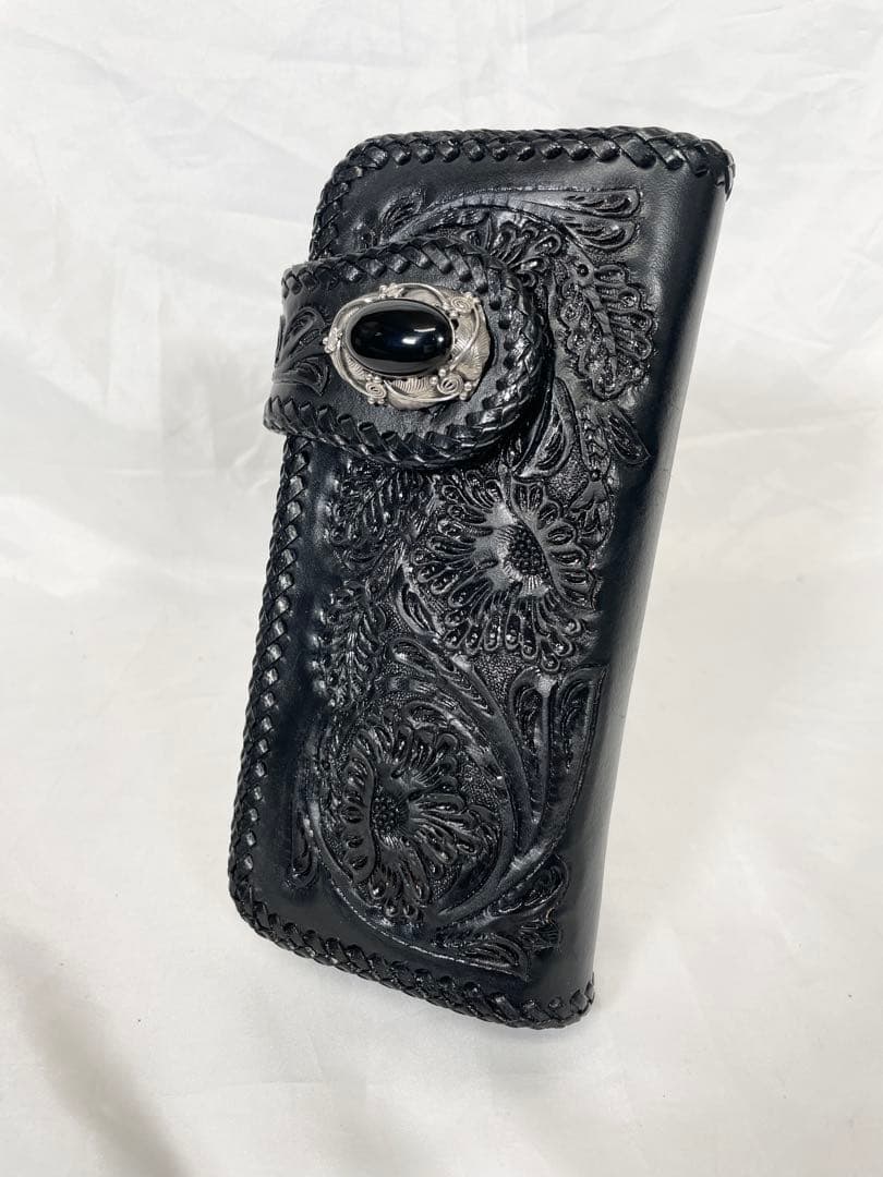 TSTSTS 財布 レザー カービング 黒 ライダース バイカーズ