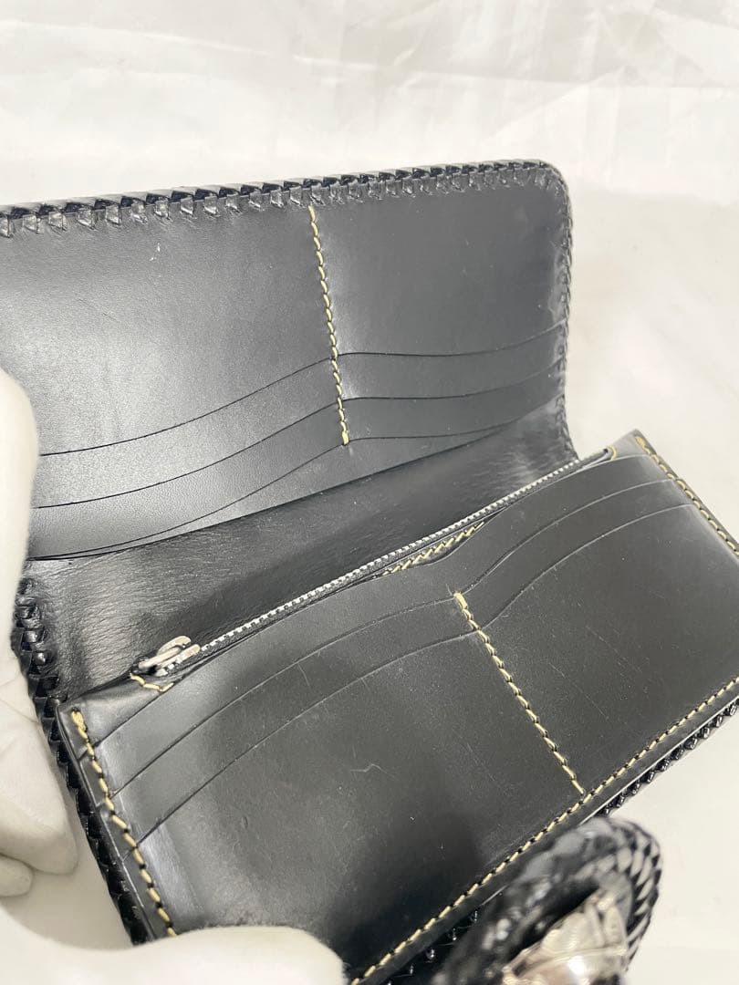 TSTSTS 財布 レザー カービング 黒 ライダース バイカーズ