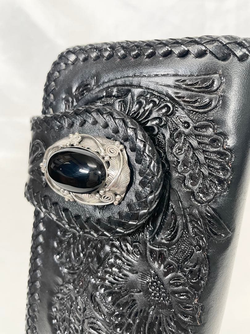 TSTSTS 財布 レザー カービング 黒 ライダース バイカーズ