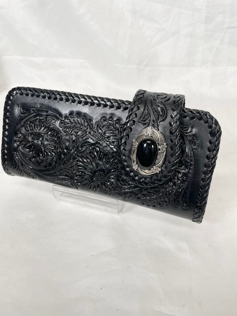 TSTSTS 財布 レザー カービング 黒 ライダース バイカーズ