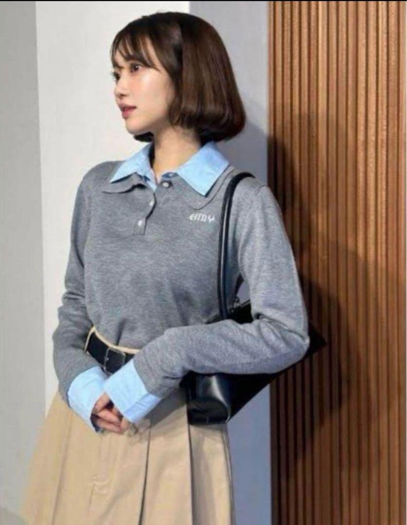 eimy istoire ダブルカラーデザインニット　エイミー