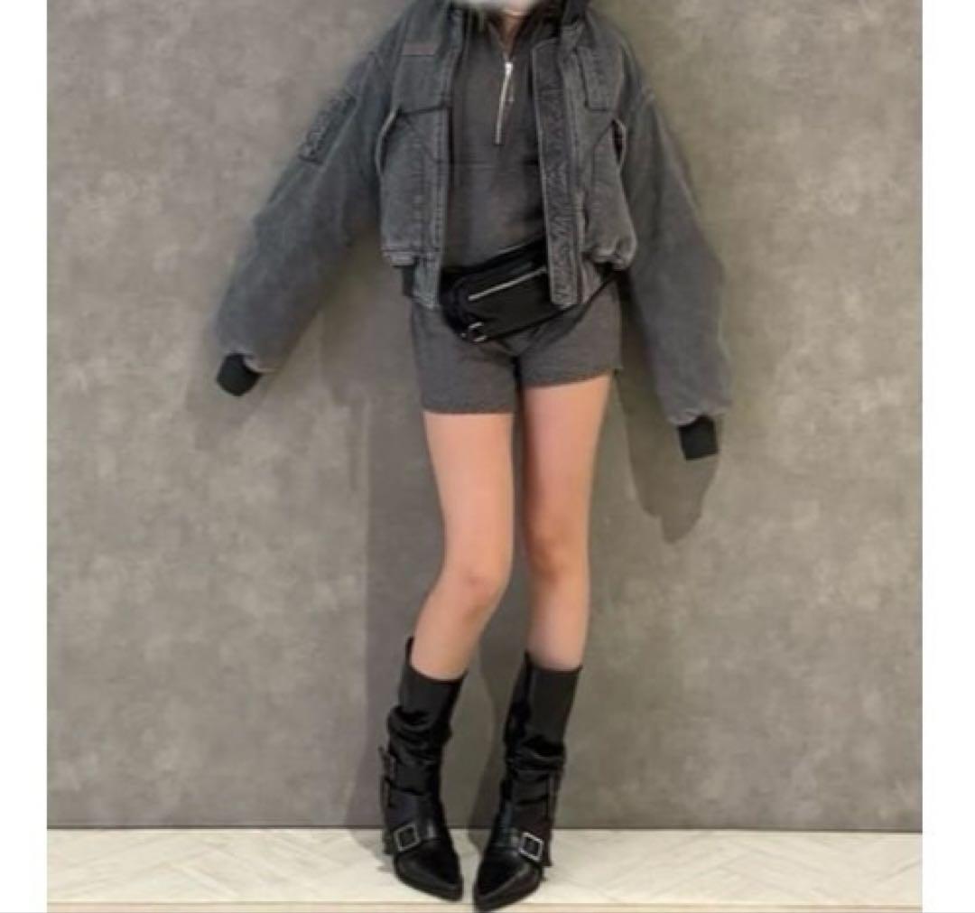 laguagem グレー デニム ボンバージャケット