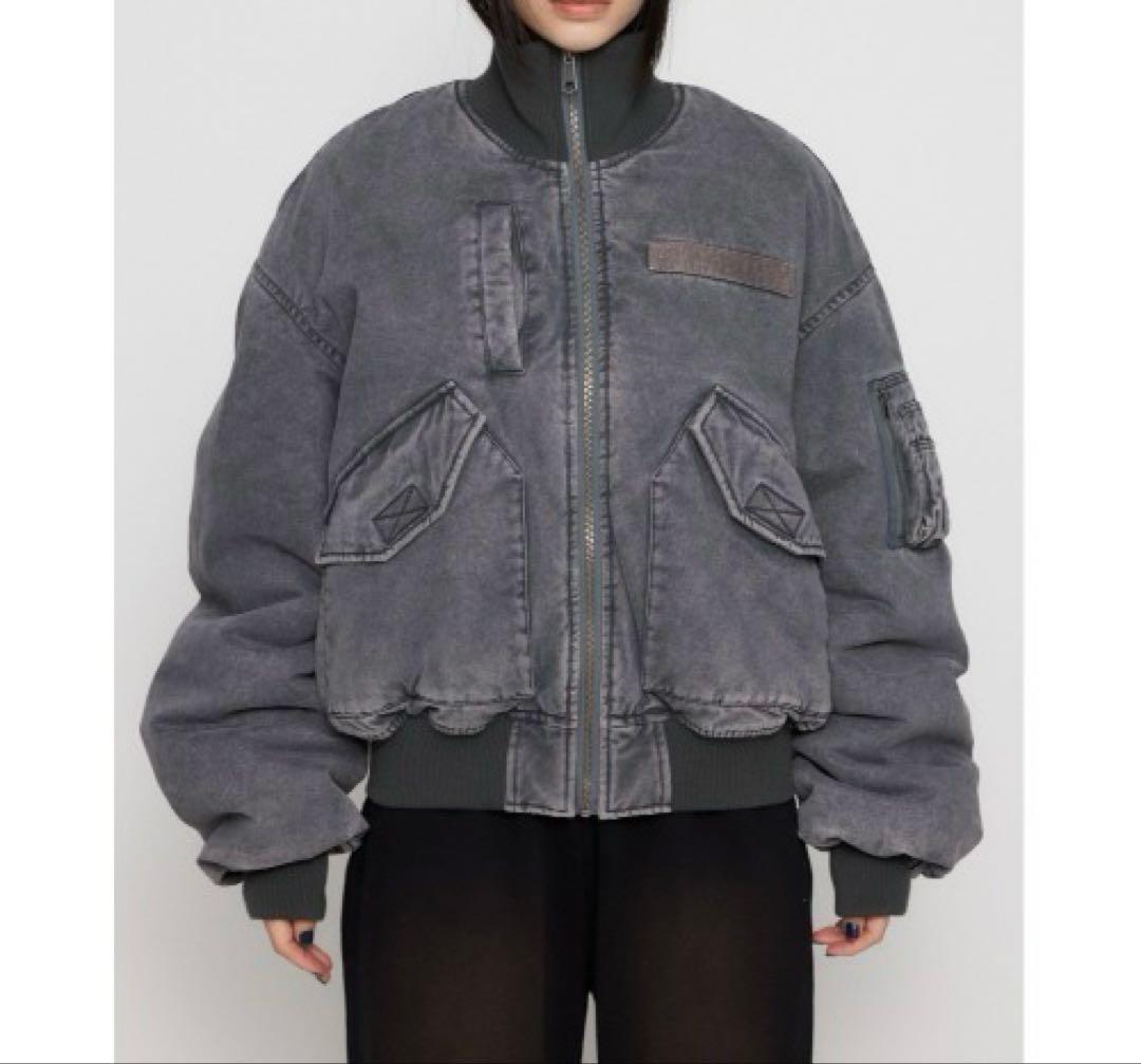 laguagem グレー デニム ボンバージャケット