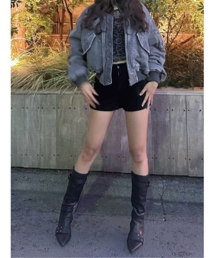 laguagem グレー デニム ボンバージャケット