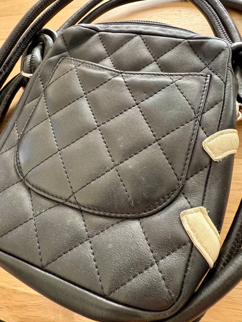 【希少】CHANEL カンボンライン アクセサリーポーチ ポシェット 黒×白