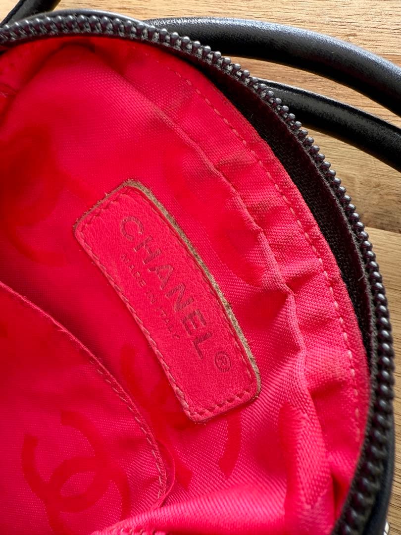 【希少】CHANEL カンボンライン アクセサリーポーチ ポシェット 黒×白