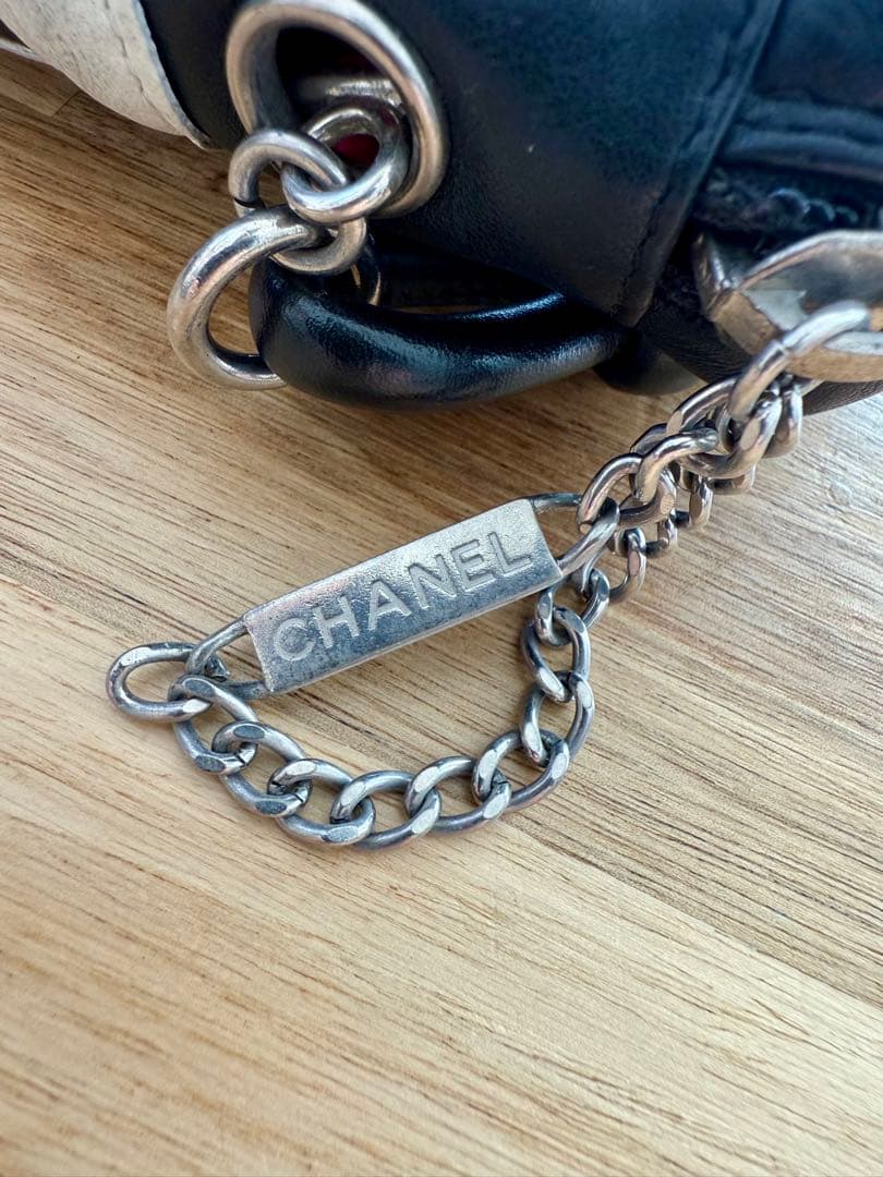 【希少】CHANEL カンボンライン アクセサリーポーチ ポシェット 黒×白