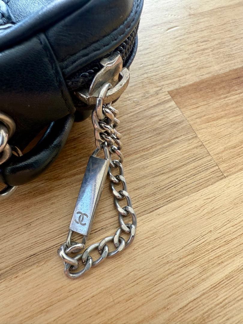 【希少】CHANEL カンボンライン アクセサリーポーチ ポシェット 黒×白