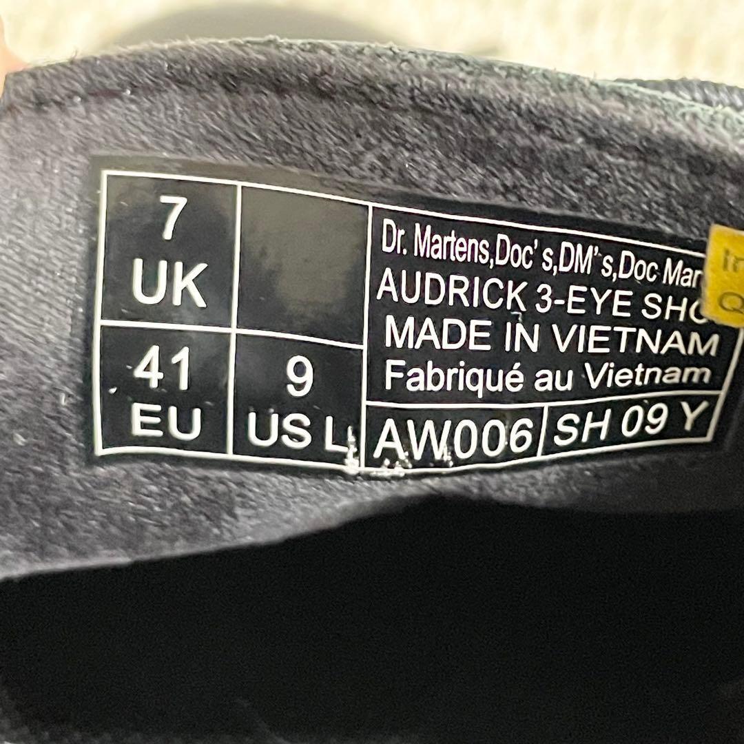 Uk7 ドクターマーチン Audrick 3ホール シューズ 革靴 黒