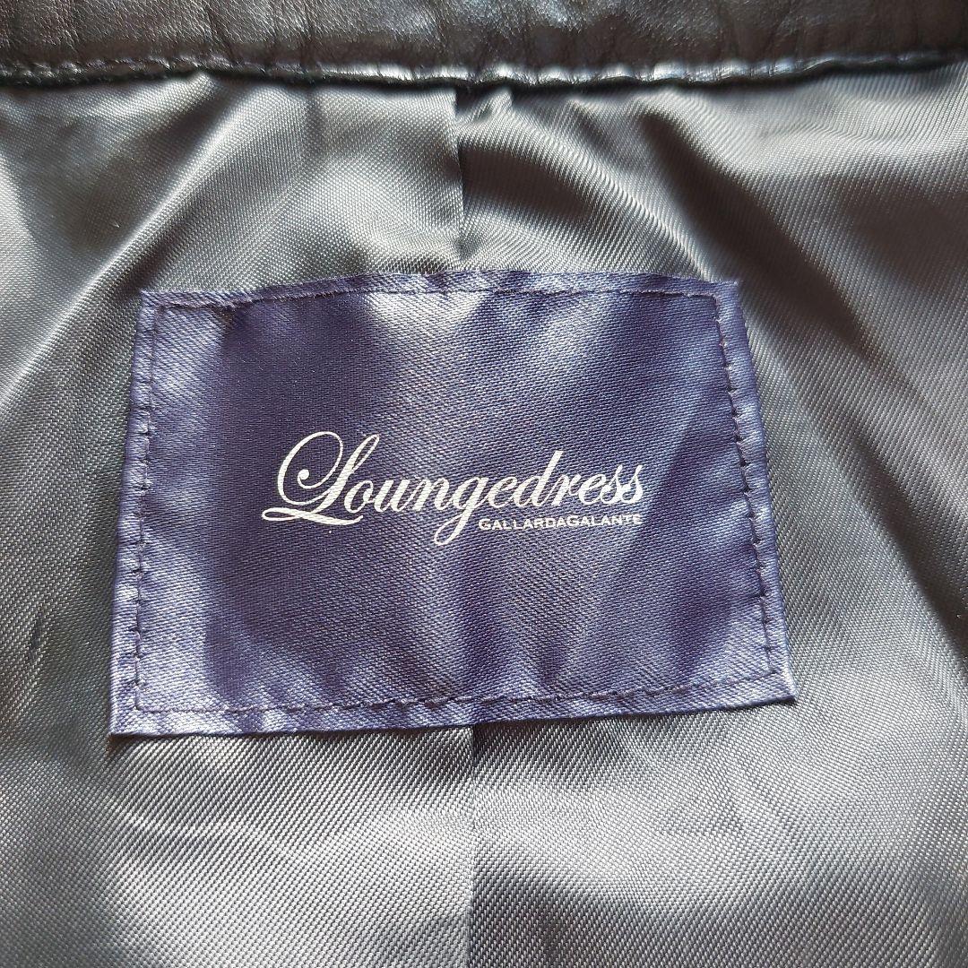 ラムレザー Loungedress ダブルライダースジャケット クロップド丈 黒