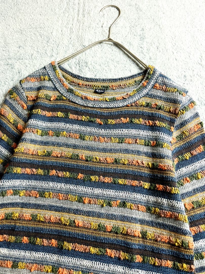 【45R】45rpm ジャガードニット ラッセルフラワーTシャツ