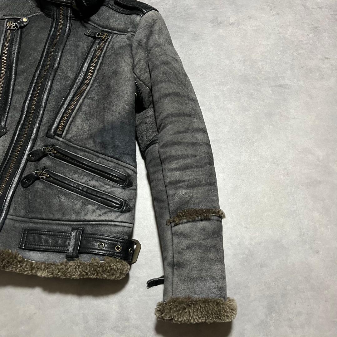 AVIREX アヴィレックス ダメージ加工 ムートンライダースジャケット B-3