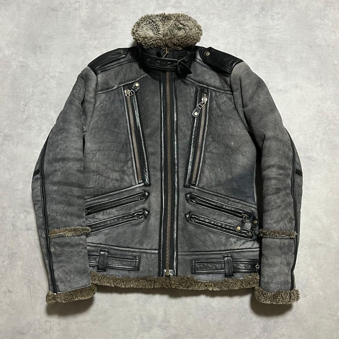 AVIREX アヴィレックス ダメージ加工 ムートンライダースジャケット B-3