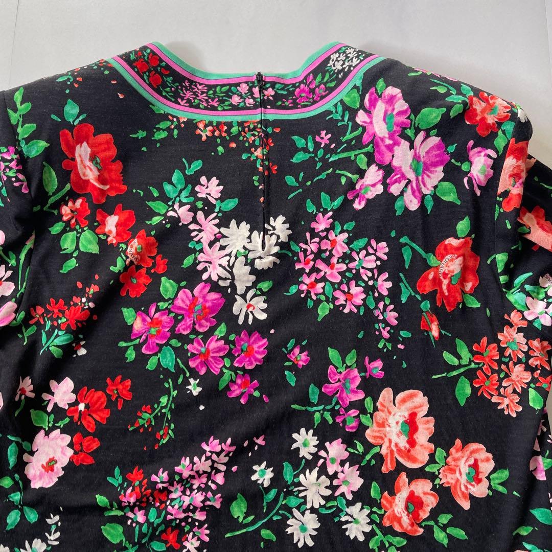 極美品✨ レオナール カットソー トリム ストレッチ バラ 花 シルクウール M