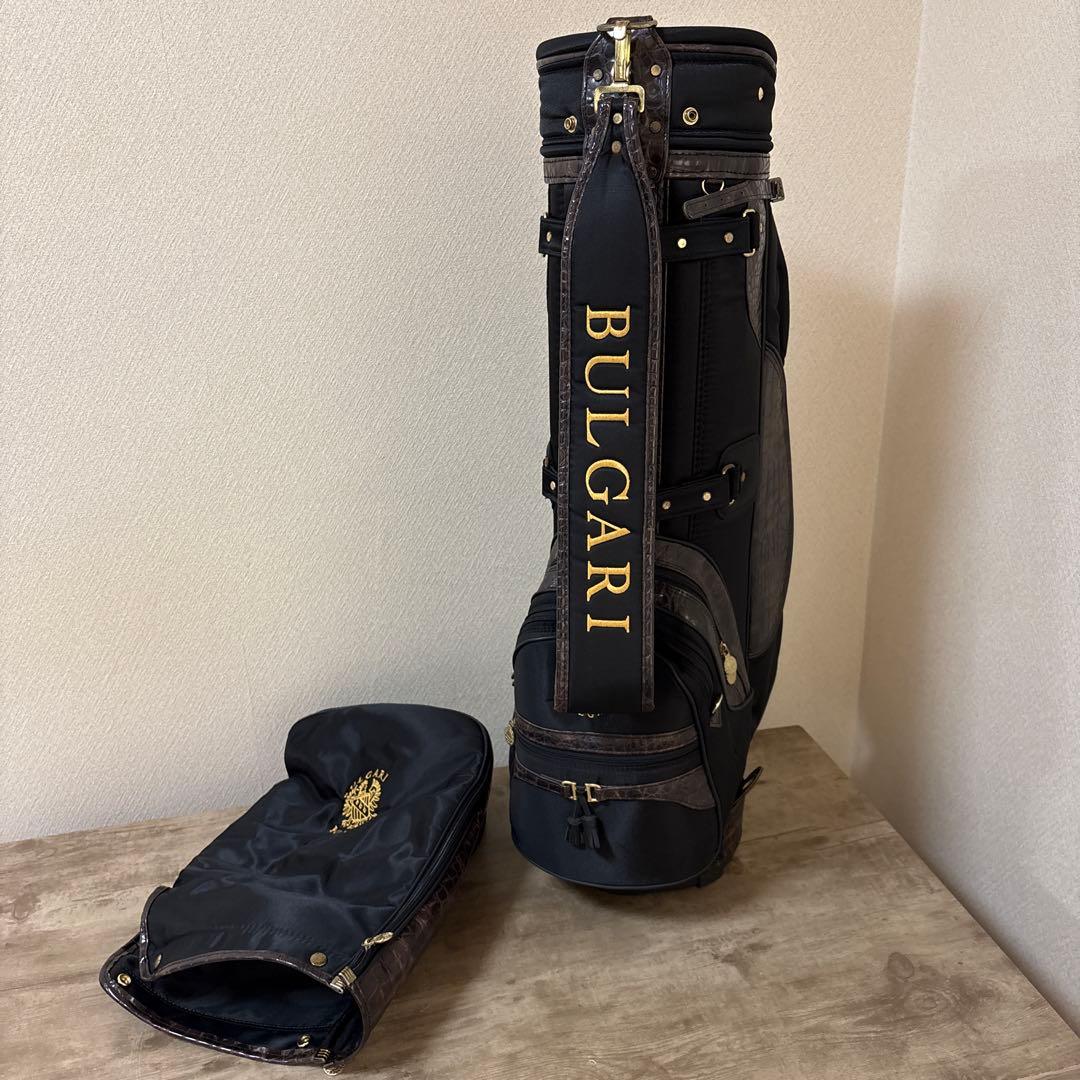 ブルガリ　ゴルフ　キャディバッグ　ヴィンテージ 旧ロゴ×刺繍　希少　クロコ型押