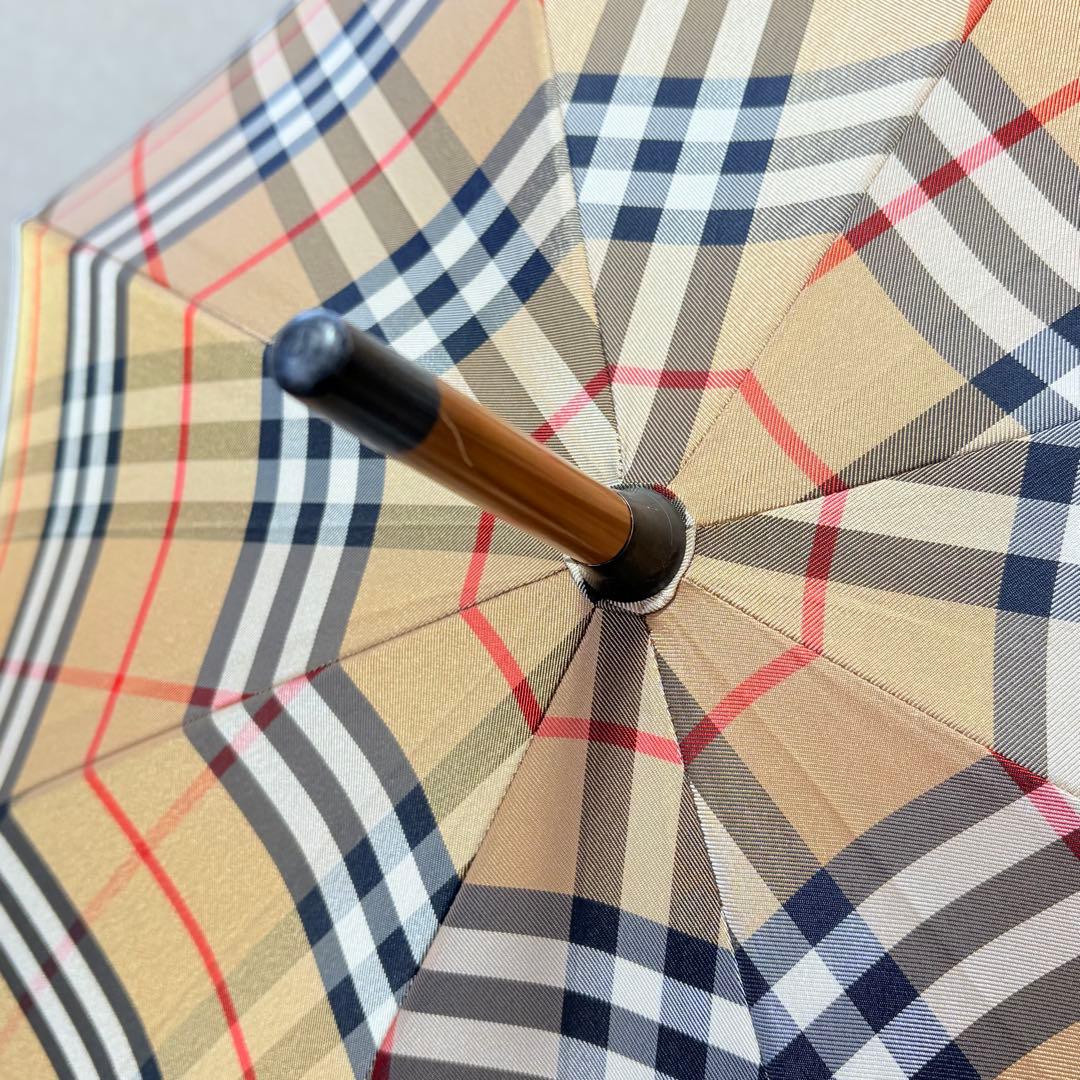 美品未使用　BURBERRY バーバリー　ノバチェック晴雨兼用長傘木製アンブレラ