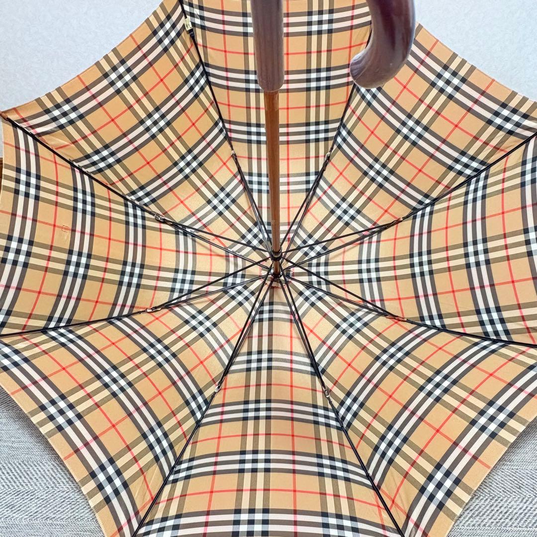美品未使用　BURBERRY バーバリー　ノバチェック晴雨兼用長傘木製アンブレラ