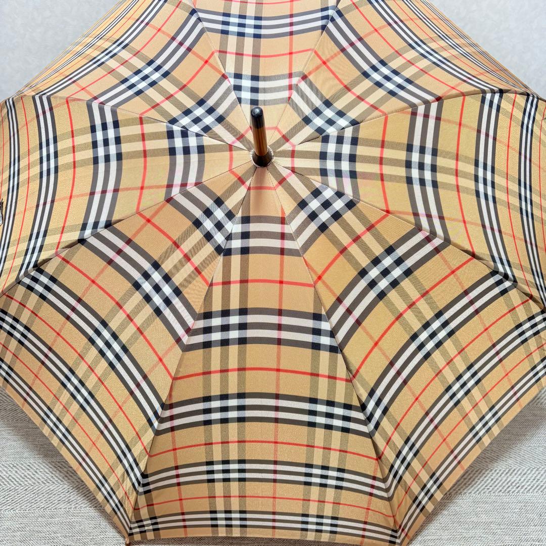 美品未使用　BURBERRY バーバリー　ノバチェック晴雨兼用長傘木製アンブレラ
