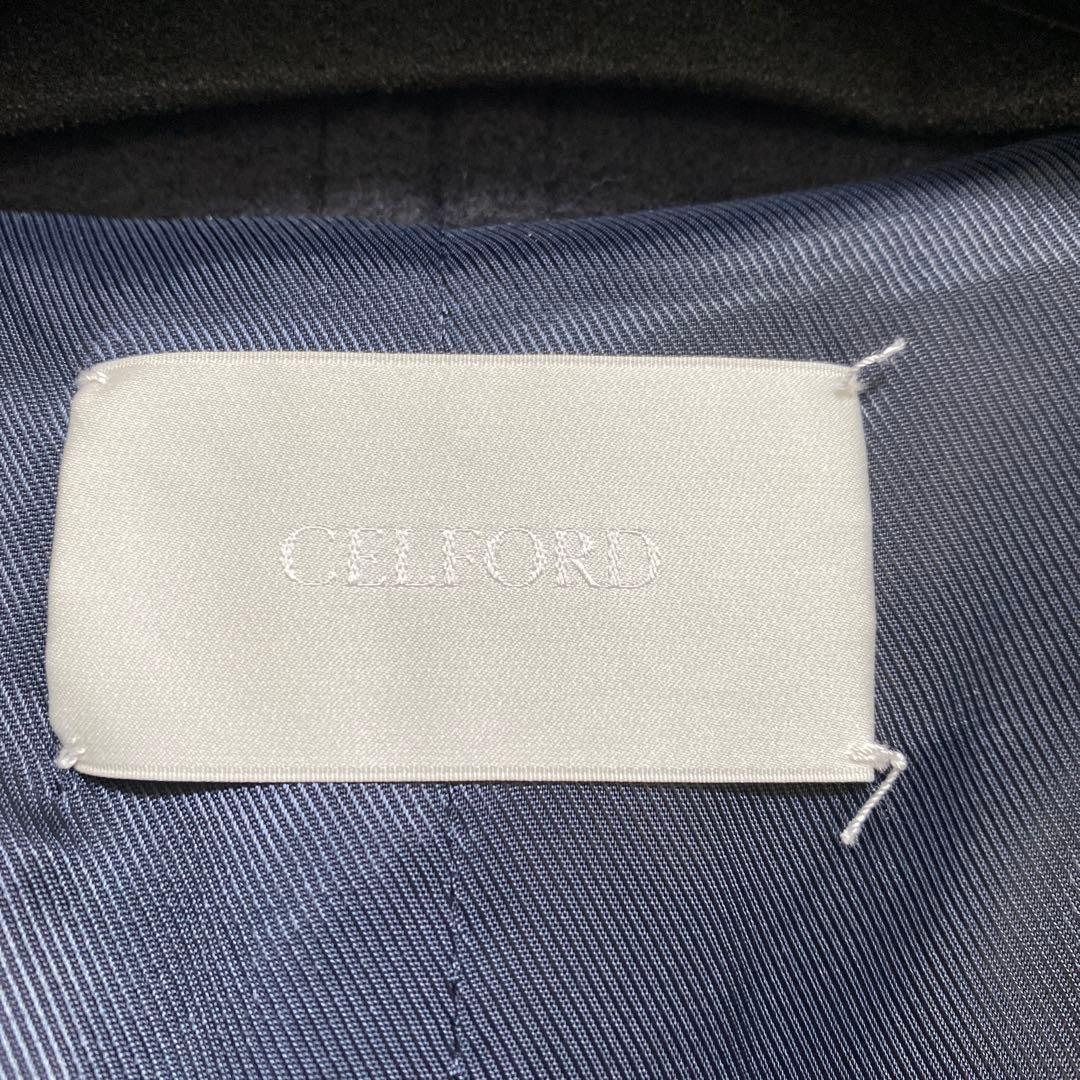 セルフォード　スタンドカラーネイビーチェスターコート38