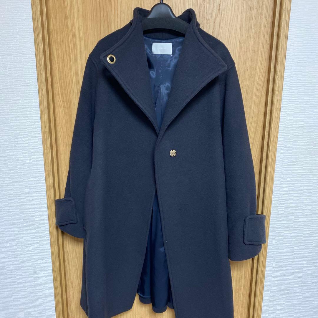 セルフォード　スタンドカラーネイビーチェスターコート38