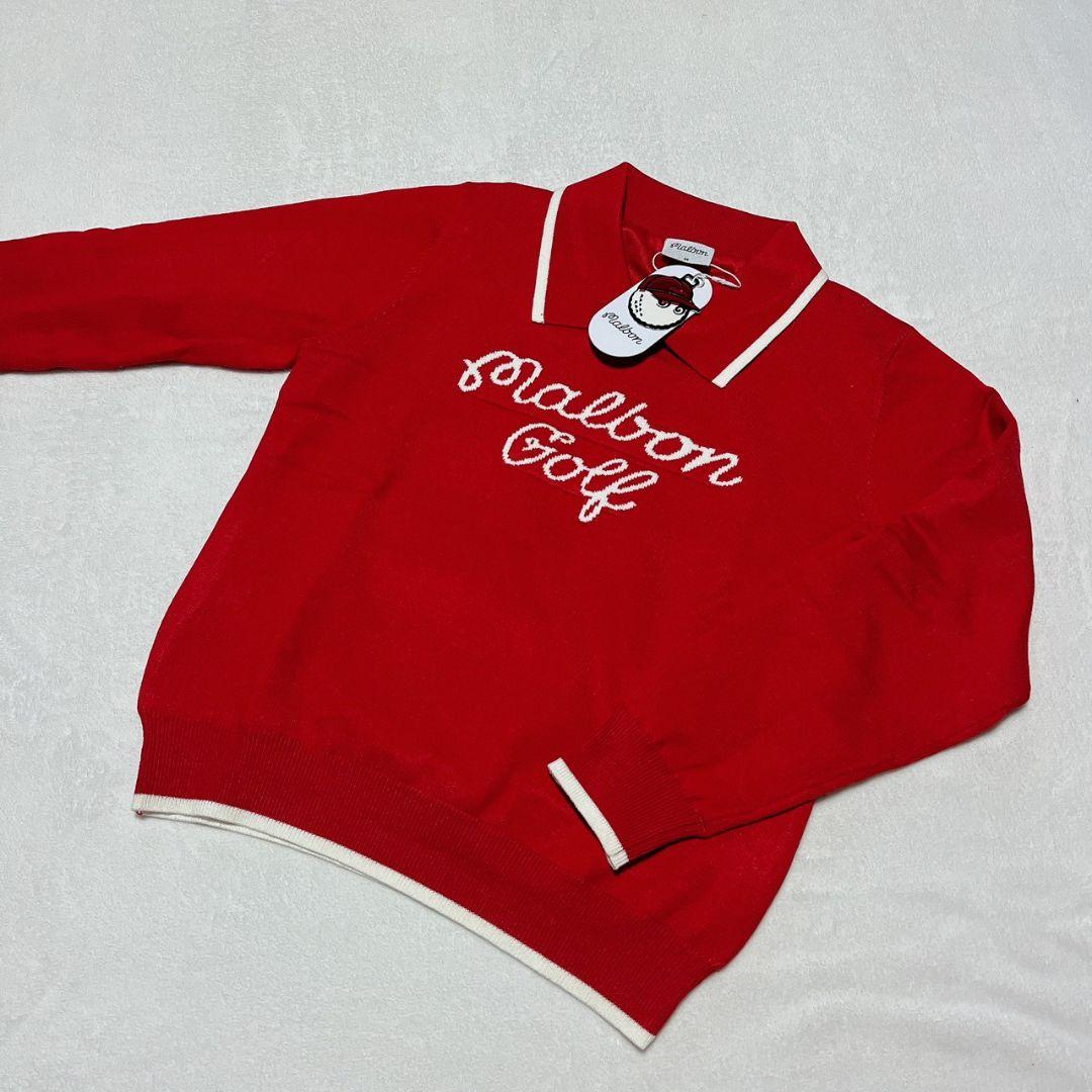 新品　マルボン　malbon　ゴルフ　裏地付ニット　レッド　M　レディース
