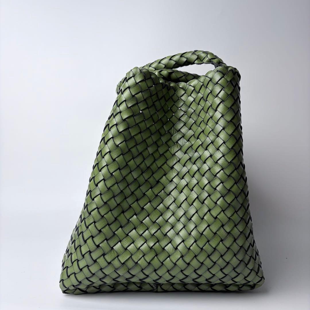 よし HIROFU メッシュトートバッグ プレッツアレザー グリーン