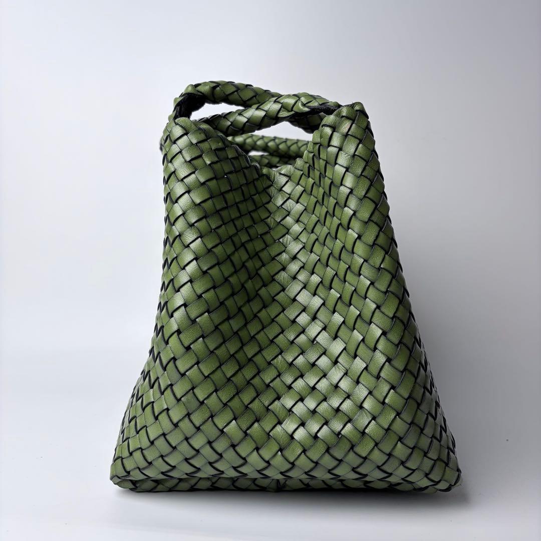 よし HIROFU メッシュトートバッグ プレッツアレザー グリーン