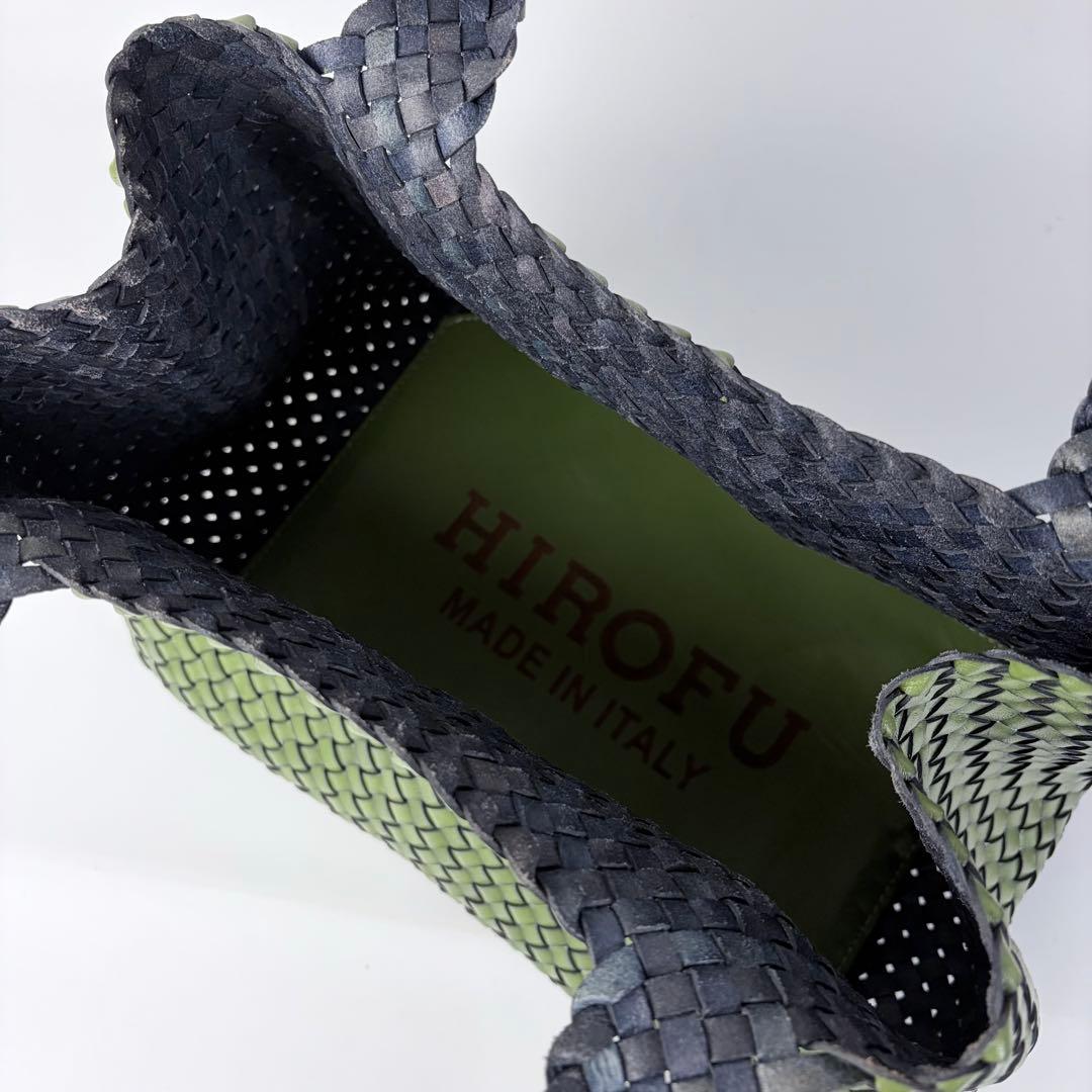 よし HIROFU メッシュトートバッグ プレッツアレザー グリーン