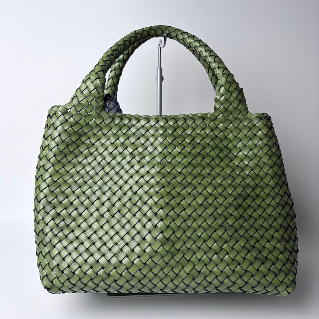 よし HIROFU メッシュトートバッグ プレッツアレザー グリーン