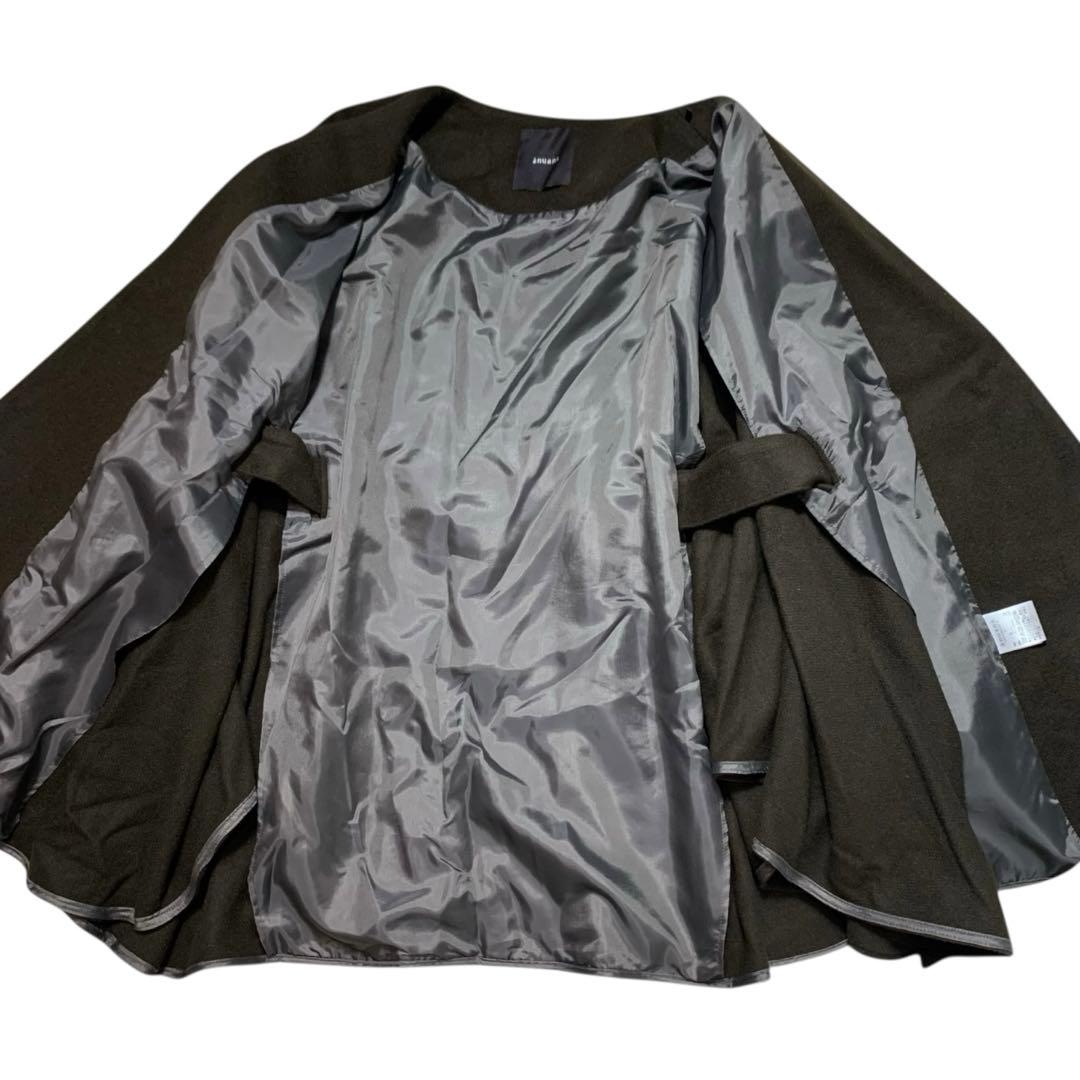 anuans アニュアンス　ベルテッドウールケープ　コート　ポンチョ　Free