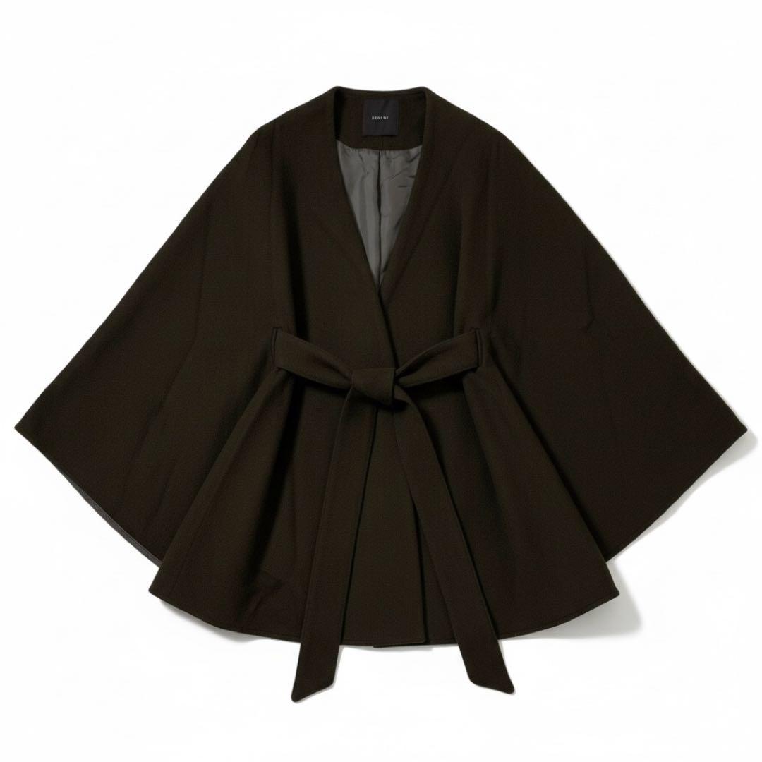 anuans アニュアンス　ベルテッドウールケープ　コート　ポンチョ　Free