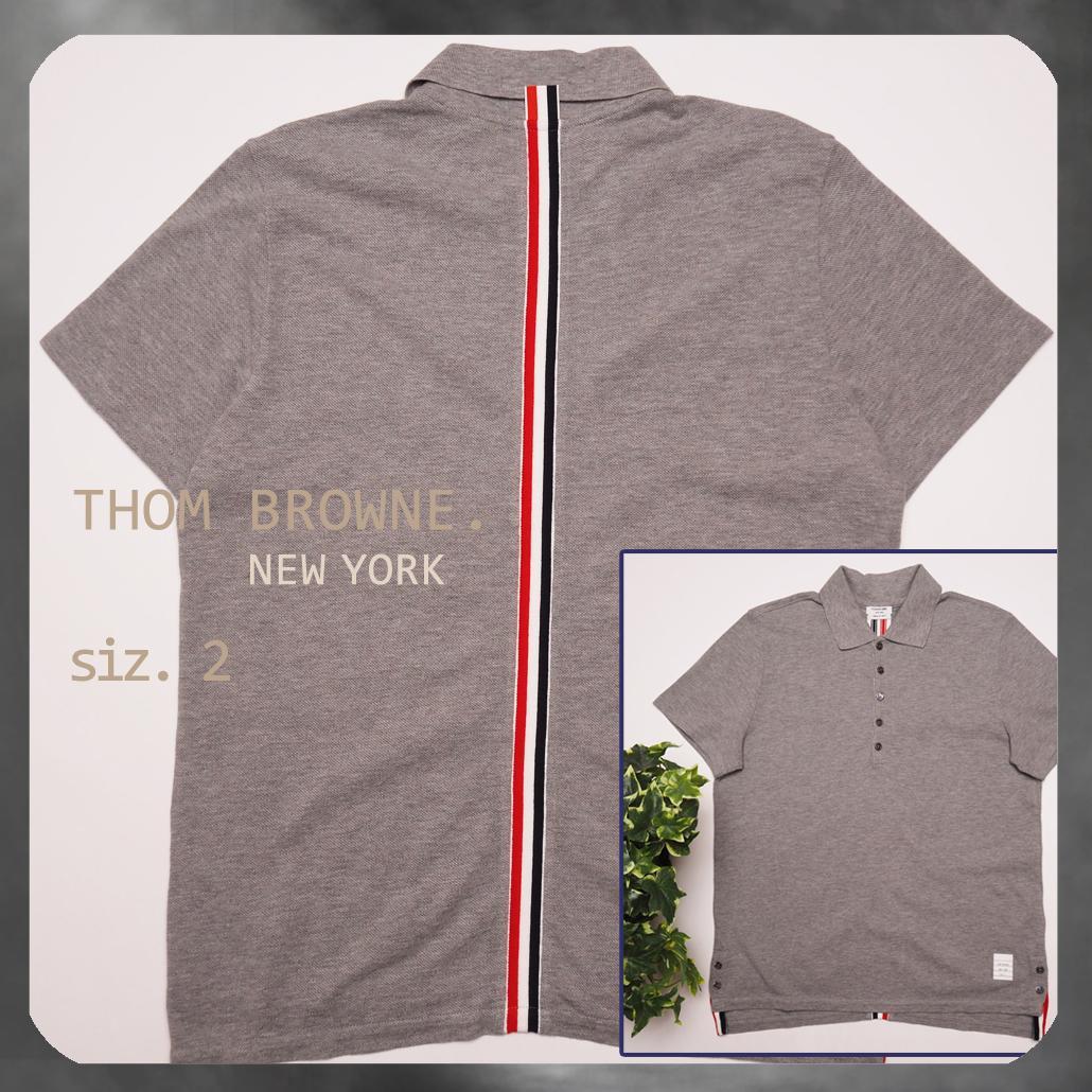 現行モデル美品 THOM BROWNE クラシック ピケ ストライプ ポロシャツ