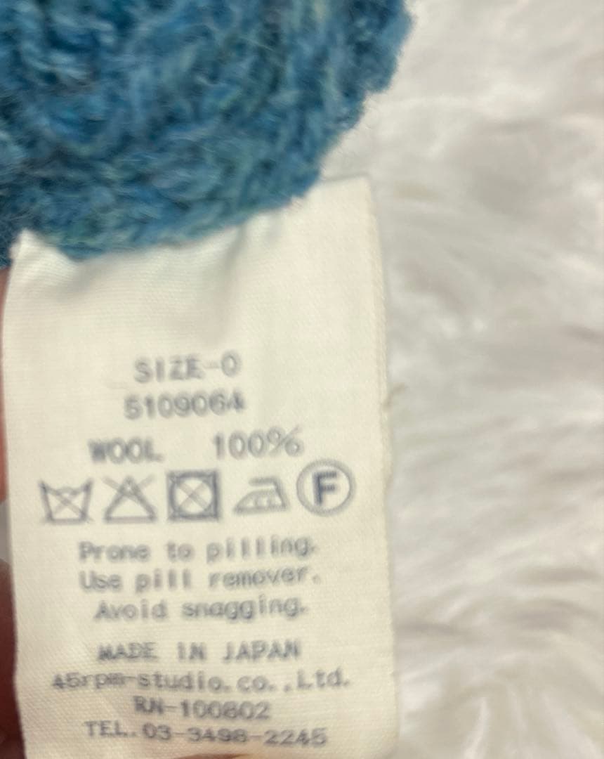 45R フォーティファイブアール シェットランドニットポンチョ 0 ブルー