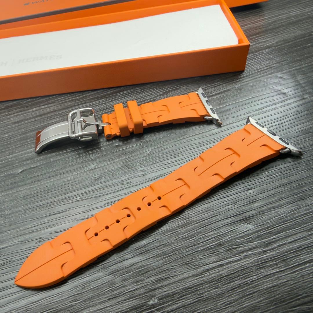 3108 ほぼ未使用　Apple Watch エルメス　オレンジ　キリム　ラバー