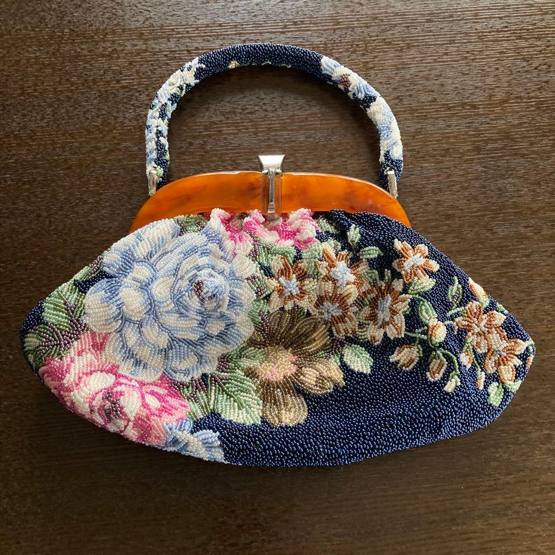 総ビーズバッグ　昭和レトロ　和装　がま口