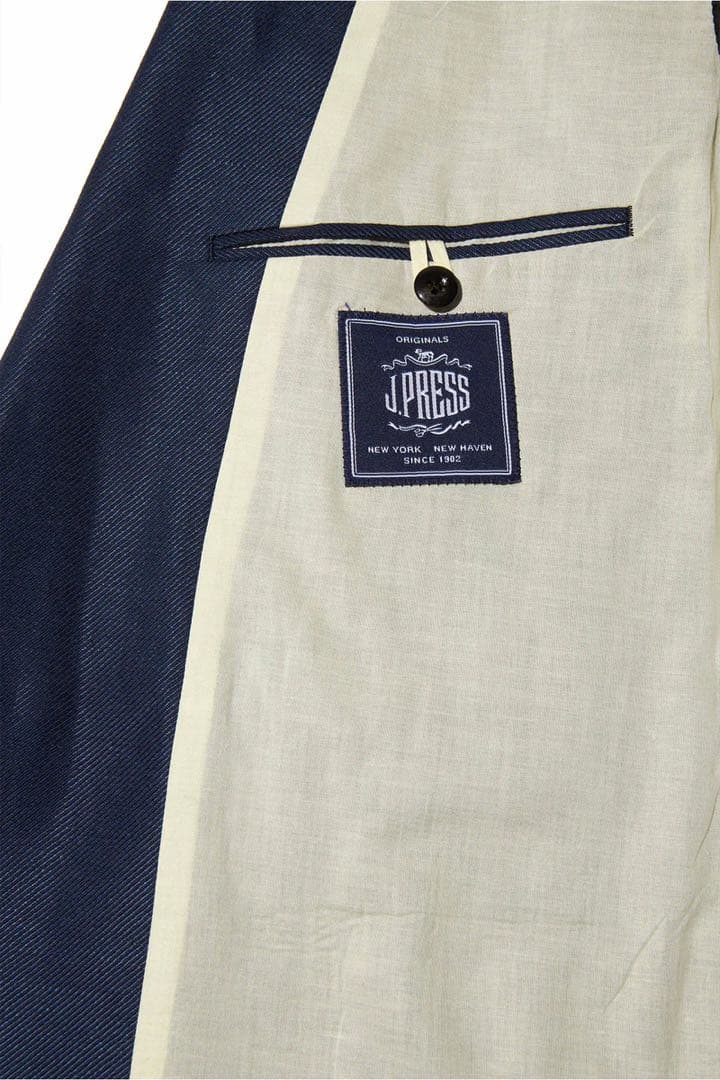 【新品】J.PRESS ORIGINALS リネン混ダブルジャケット 紺ブレザー