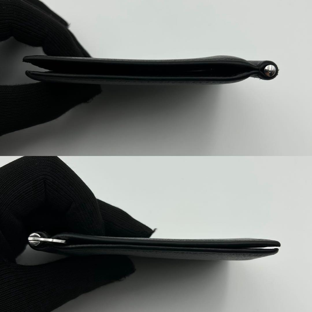 PRADA マネークリップ 折り財布 二つ折り ロゴ サフィファーノレザー 黒